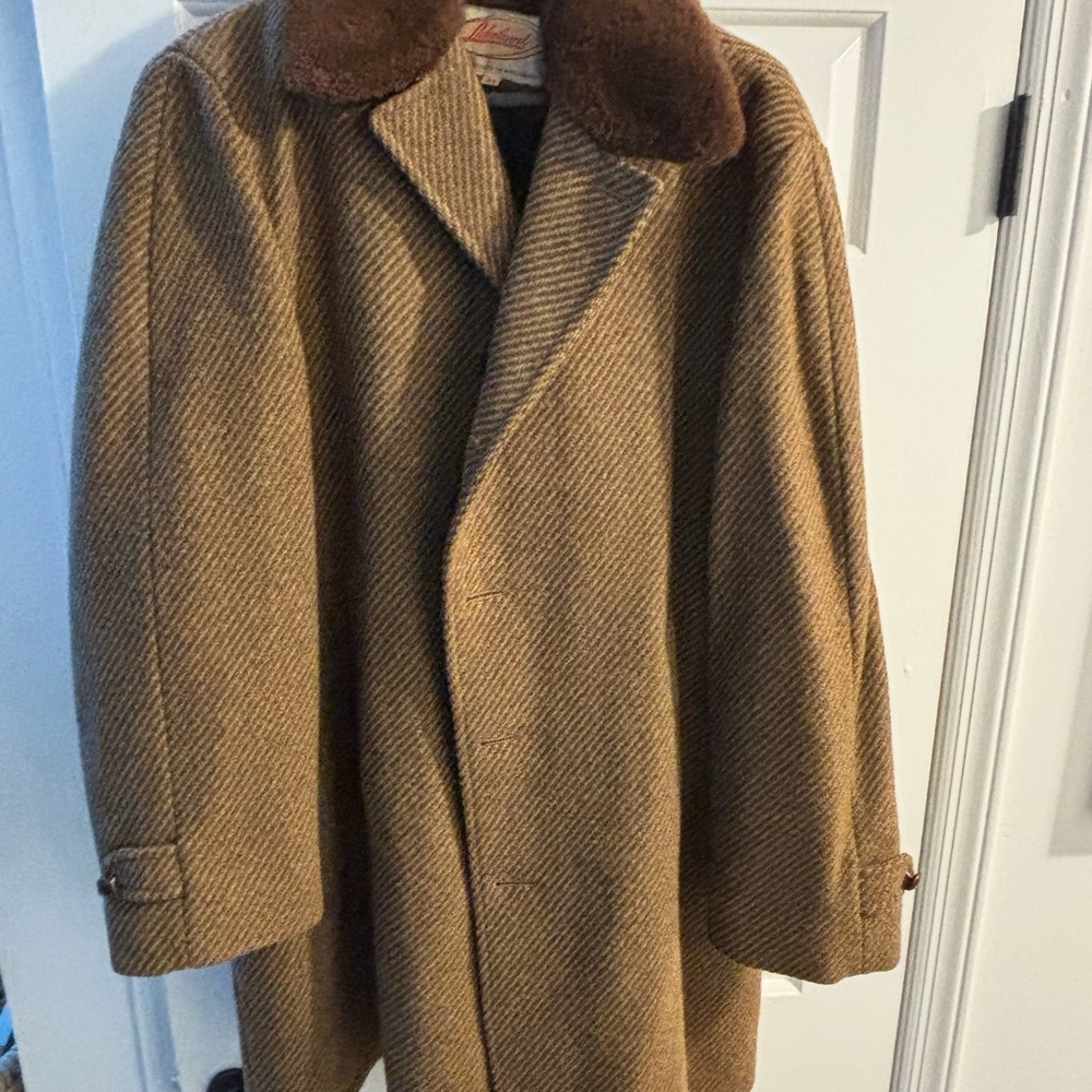 Classic Lakeland Brown/Green Herringbone Men's 100% Wool Coat
